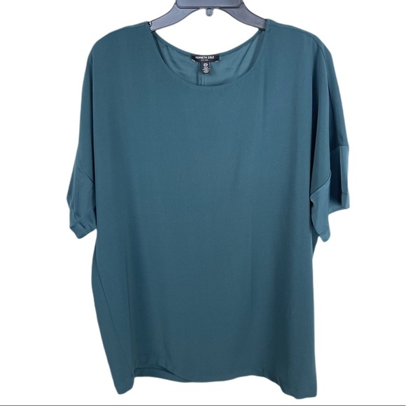 Kenneth Cole teal oversized atlas sleeve tunic top - Picture 1 of 10